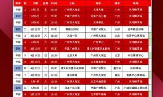 2019中超赛程表和积分榜 2020中超赛程表和积分榜